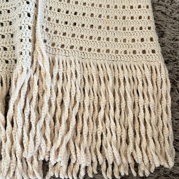Handmade crouched open Cardigan Fringe trim Sleeves Size L - Picture 10 of 10